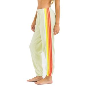 NWT AVIATOR NATION 5 STRIPE SWEATPANTS - LIME CREAM // WHITE NEON, XL $165 MSRP